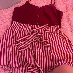 Red & White Stripe Short Set